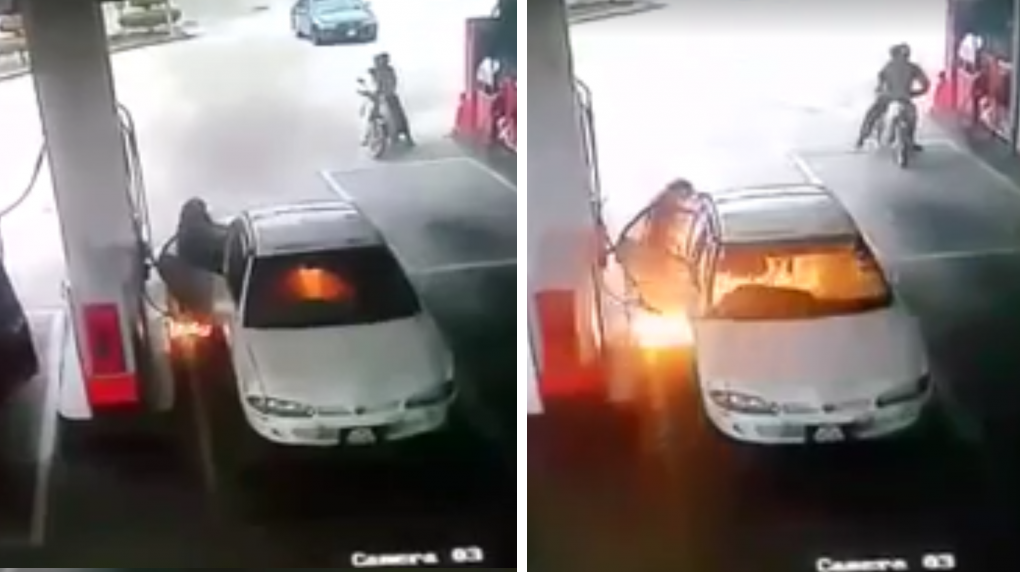 Kid Plays with Lighter While Mom Refuels Car; Sets Car Ablaze - World Of Buzz
