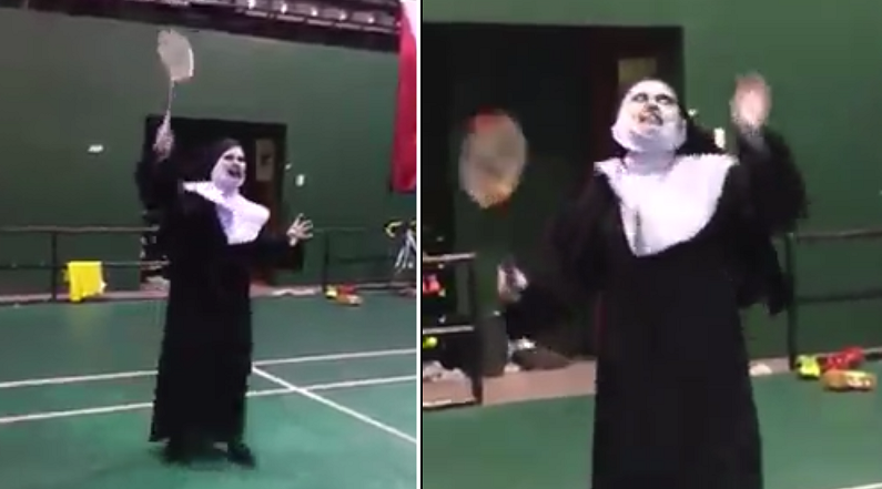 Video Captures Valak Playing Badminton in Malaysia - World Of Buzz