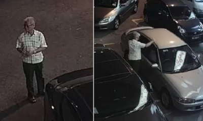 CCTV Footage Catches Elderly Uncle Robbing Car In Kuchai Lama, Makes Off With Laptop Bag Amidst Pedestrians - World Of Buzz