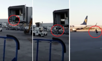 Guy Determined Not To Miss Flight Parkours Over Departure Gate and Runs Across Airport Tarmac - World Of Buzz 3