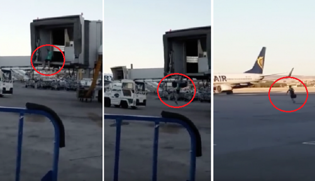 Guy Determined Not To Miss Flight Parkours Over Departure Gate and Runs Across Airport Tarmac - World Of Buzz 3