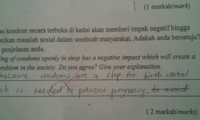 "The Condom Question" In A Form 3 Test Enrages Netizens And Parents! - World Of Buzz