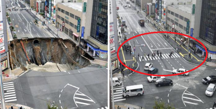MASSIVE Japanese Sinkhole Completely Filled And Opened In 1 Week - World Of Buzz 4