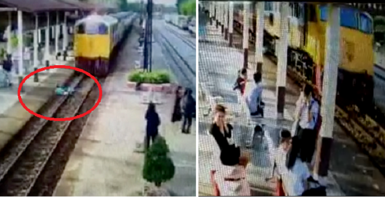 Horrifying Moment Thai Man Attempts Suicide by Jumping on Train Tracks - World Of Buzz 3