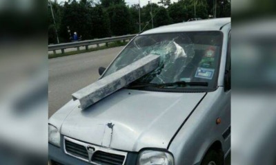 Pregnant Malaysian Lady Escapes Death After Massive Metal Pierces Through Her Car - World Of Buzz 1