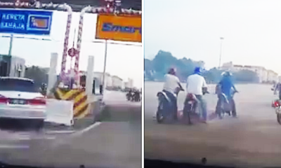 Malaysian Lady Driver's Dash-cam Caught Mat Rempit Blocking Toll Booth To Use As Starting Line - World Of Buzz 1