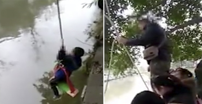 Merciless Chinese Father Hangs 7-Year-Old Son Above River And Tests Son's Arithmetic Skills - World Of Buzz