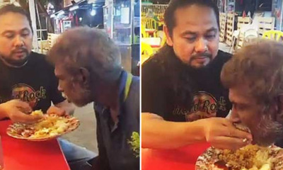 Video Of Malay Guy Feeding Old Indian Man At Food Court Melts Netizens' Heart - World Of Buzz