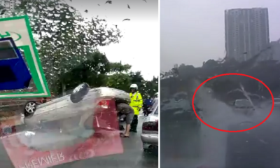 Malaysian Driver Unfortunately Drove Over Water And End Up In Terrible Crash - World Of Buzz