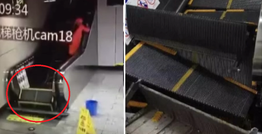 Collapsing Escalator Almost Swallowed Up Couple Again - World Of Buzz 2