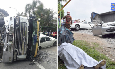 Malaysian Woman Dies On The Spot After Lorry Flips and Crushes On Her Viva - World Of Buzz