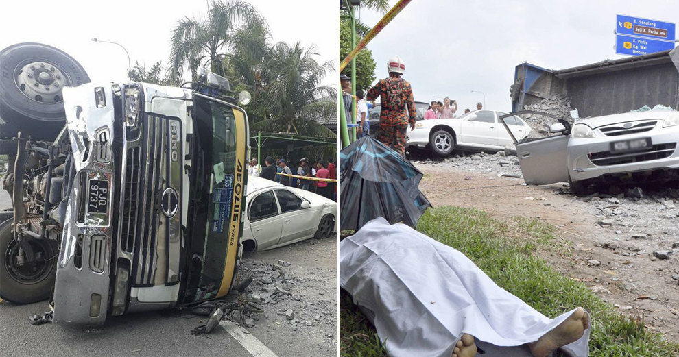 Malaysian Woman Dies On The Spot After Lorry Flips and Crushes On Her Viva - World Of Buzz