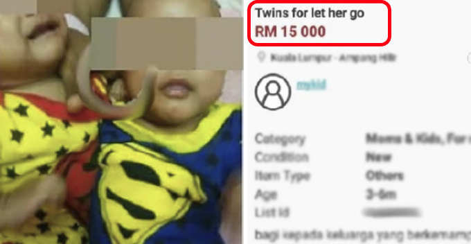 Young Malaysia Couple Posts an Ad Online to Sell Off Their Newborn Twins for RM15,000 - WORLD OF BUZZ