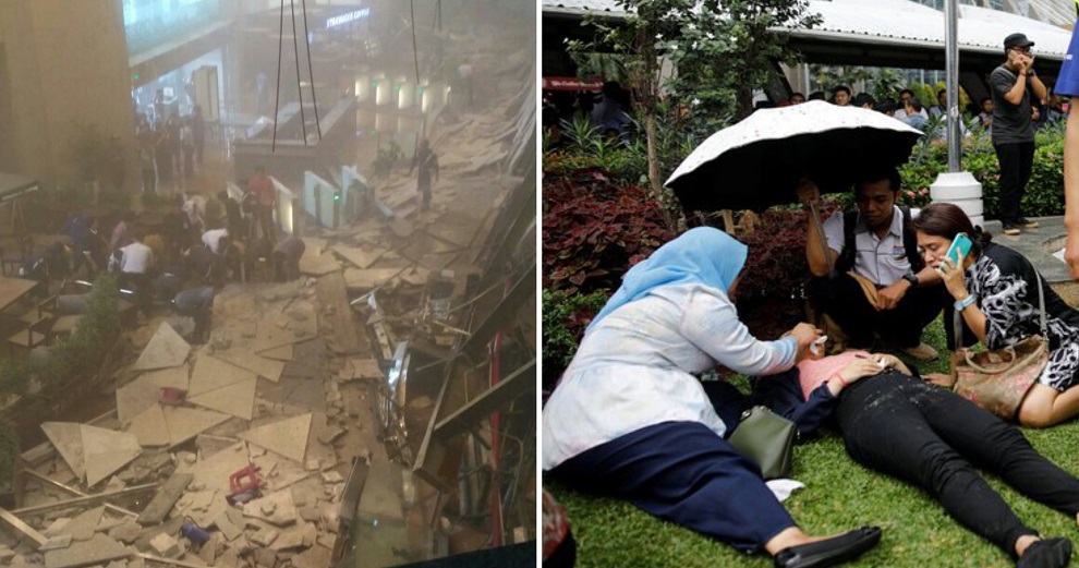 Ceiling Suddenly Collapses On Crowded Lobby Inside Jakarta Stock Exchange Tower - WORLD OF BUZZ