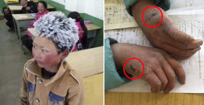 Poor Hungry Boy Walks Under -9°C to School to Get Free Meal and Attend Exams - WORLD OF BUZZ