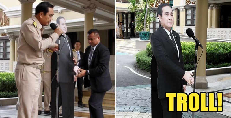 Put Your Hands Up For Thailand's PM For Replacing Himself With A Cutout Cardboard During A Media Session - WORLD OF BUZZ