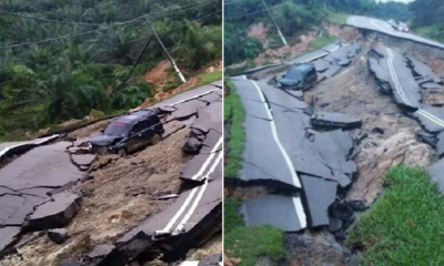 Road Closed After Car Plunges Down 15M Deep Collapsed Road in Johor - WORLD OF BUZZ 5