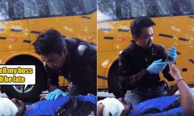 "Tell My Boss I Will Be Late," Says M'sian Man to Biker After Being Hit by Bus - WORLD OF BUZZ