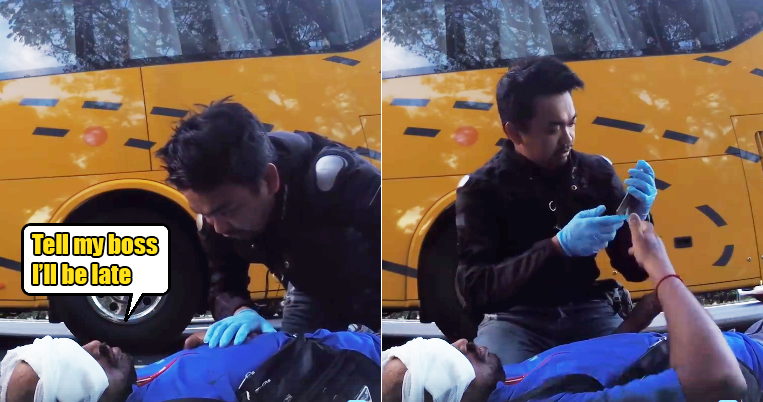 "Tell My Boss I Will Be Late," Says M'sian Man to Biker After Being Hit by Bus - WORLD OF BUZZ