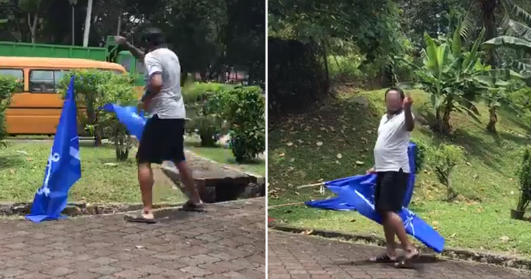 Police are Searching for 'Angry' Man Who Removed BN Flags in TTDI - WORLD OF BUZZ 3