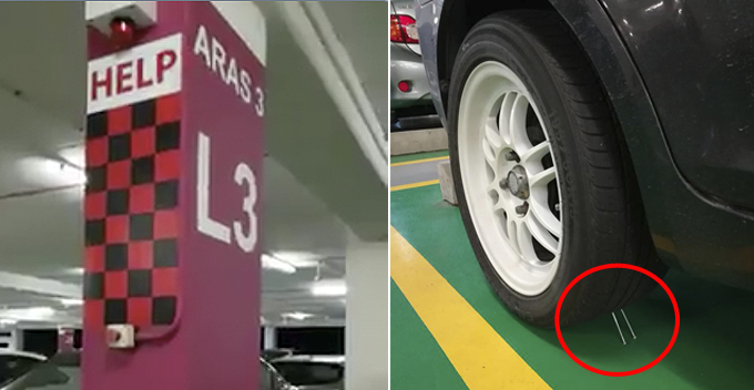 Man Shockingly Finds Two Nails Leaning Against Front Tyre at ERL Station Carpark - WORLD OF BUZZ