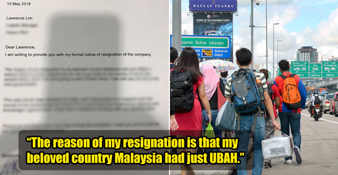 Man Working in S'pore Heartwarmingly Resigns After GE14 to Serve Malaysia - WORLD OF BUZZ