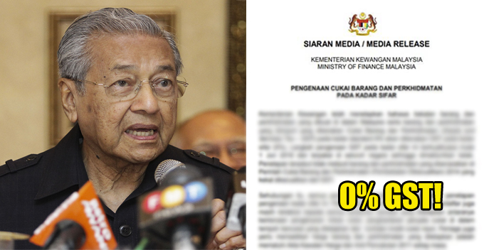 Ministry of Finance: GST to be Reduced From 6% to 0% Starting 1 June 2018 - WORLD OF BUZZ