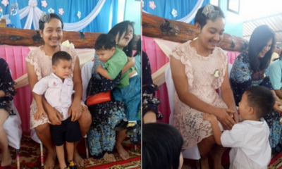 Single Dad Wears Pink Dress to Mother's Day Event So His Kids Won't Feel Left Out - WORLD OF BUZZ 1