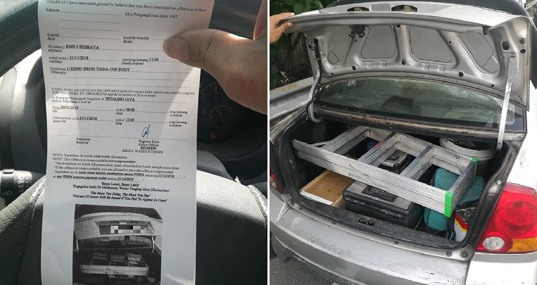 M'sian Man Kena Summons and Ordered to Court Because His Car Boot Had a Ladder and Tools - WORLD OF BUZZ 2