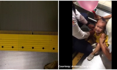 Toddler's Fingers Stuck At The Foot Of Mall Escalator - WORLD OF BUZZ 1