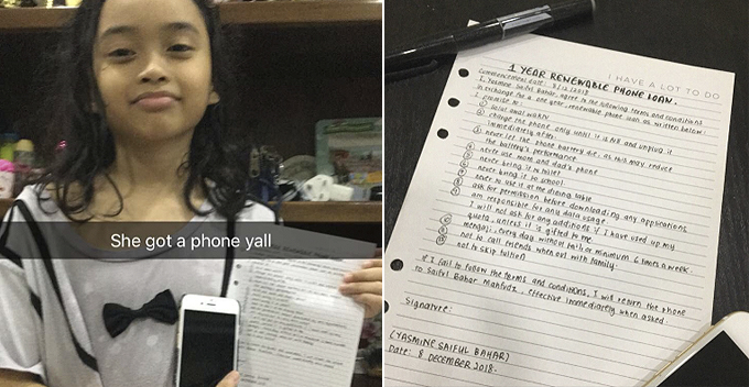 Cute 10-Year-Old Girl Signs Contract With Family To Get iPhone, Here's The Terms And Conditions - WORLD OF BUZZ 4