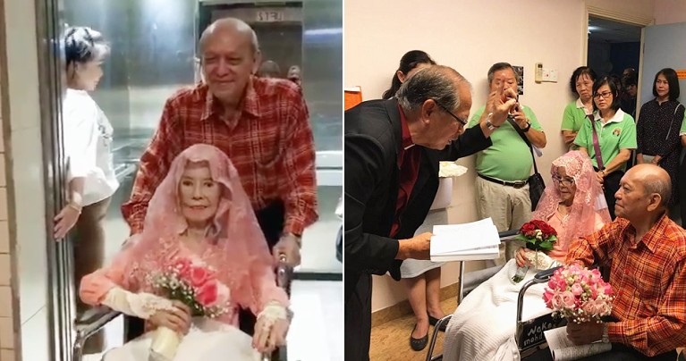 76yo Stage Four Cancer Patient Fulfils Last Wish of Marrying 80yo Beau at Sarawak Hospital - WORLD OF BUZZ