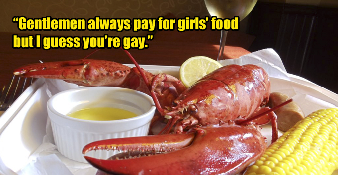 Girl Orders Lobster And Wine Wot - WORLD OF BUZZ