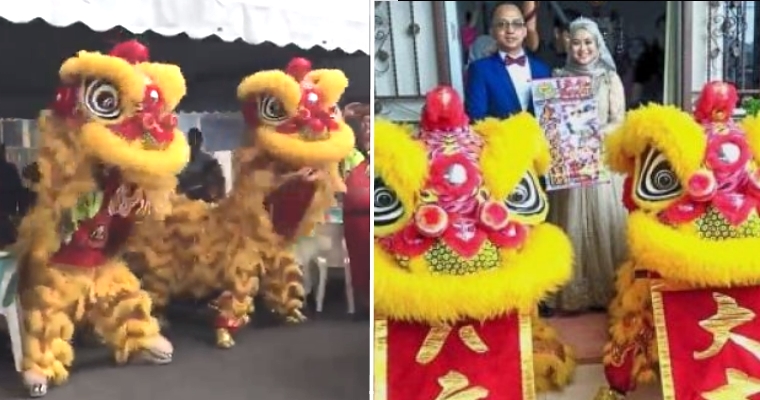 Malay Couple Get Lion Dance & Firecrackers To Celebrate Their Wedding - WORLD OF BUZZ 4