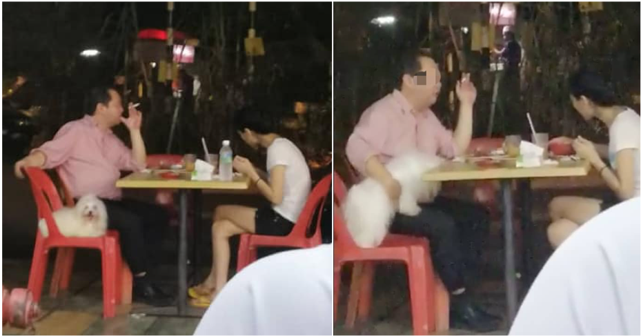 Man Criticised For Smoking At The Mamak With His Dog Seating On A Chair Beside Him - WORLD OF BUZZ 1