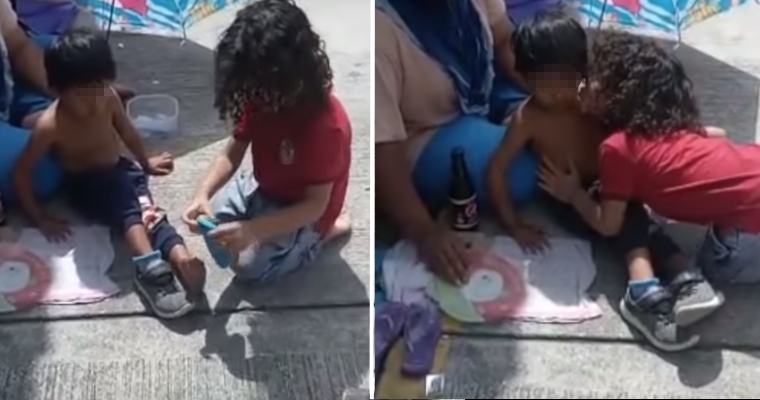 Watch: 2-Year-Old Boy Giving His Shoes To A Homeless Child Will Melt Your Heart - WORLD OF BUZZ