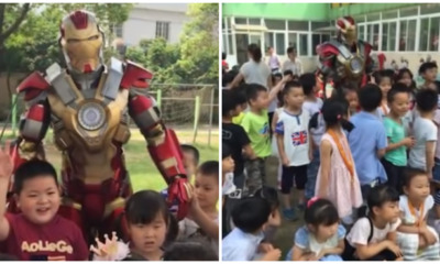 Devoted Father Visits Daughter's School in Iron Man Suit; Stops All Classes - WORLD OF BUZZ 4