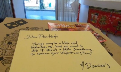 Domino's Sends Pizzas And Love Letter To Pizza Hut In Cheesy V-Day Surprise - WORLD OF BUZZ 3