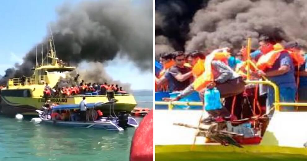 Ferry in Langkawi Suddenly Catches Fire, Passengers Seen Jumping into Sea to Save Themselves - WORLD OF BUZZ 5