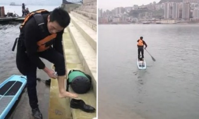 Man Sick Of Hour-Long Commute Starts Going To Work By Paddling Through River, Reaches There In 6 Min - WORLD OF BUZZ
