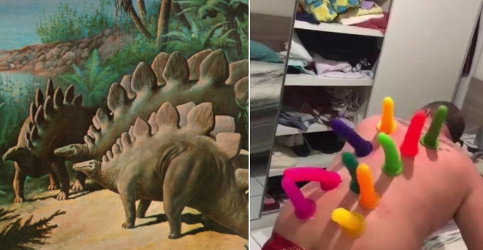 Man Wakes Up To Find 10 Dildos Superglued to His Back, Friends Now Calling Him Dildosaurous - WORLD OF BUZZ