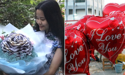 Sweet Man Gives GF Flowers Made Out Of Money Worth RM9,000 for Valentine's - WORLD OF BUZZ