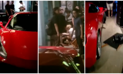 A Red Ferrari Crashed into a Restaurant Bar in Jalan Batai, Bukit Damansara - WORLD OF BUZZ