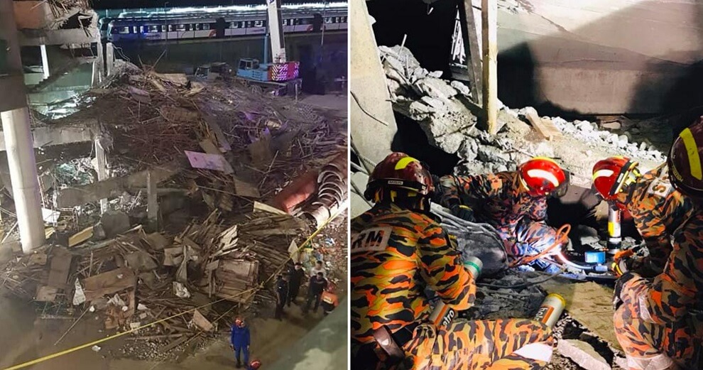 Multilevel Carpark at Gombak LRT Station Collapses, 2 Injured & 1 Still Trapped in Rubble - WORLD OF BUZZ