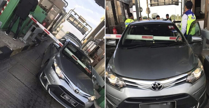 [Video] Toll Barrier Pierces Through Front Window After Vios Driver Failed to Stop In Time - WORLD OF BUZZ