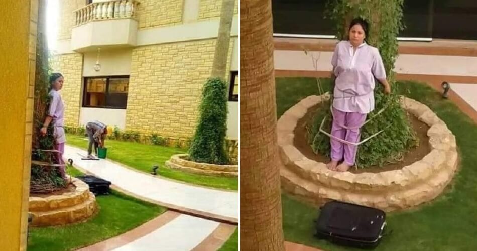 Viral Photo Shows Maid Being Tied to Tree in Hot Sun After Angering Wealthy Employers - WORLD OF BUZZ 3