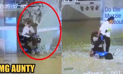 Aunty Crashes into Glass Sliding Door with Her Mobility Device, Stands Up to Wheel It Away - WORLD OF BUZZ 1
