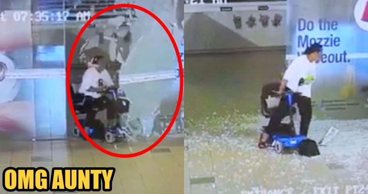 Aunty Crashes into Glass Sliding Door with Her Mobility Device, Stands Up to Wheel It Away - WORLD OF BUZZ 1