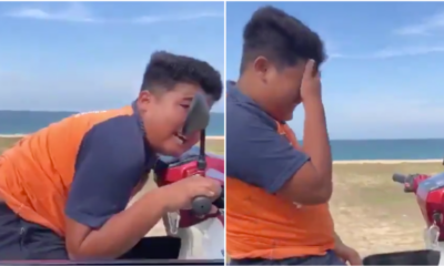 Boy Starts Crying After Getting Reprimanded For Riding A Motorbike Without A License And A Helmet - WORLD OF BUZZ 2