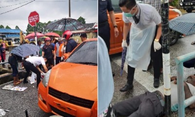 Locals Show True M'sian Spirit By Helping Injured Man, Stands in Heavy Rain Until Ambulance Arrives - WORLD OF BUZZ 2